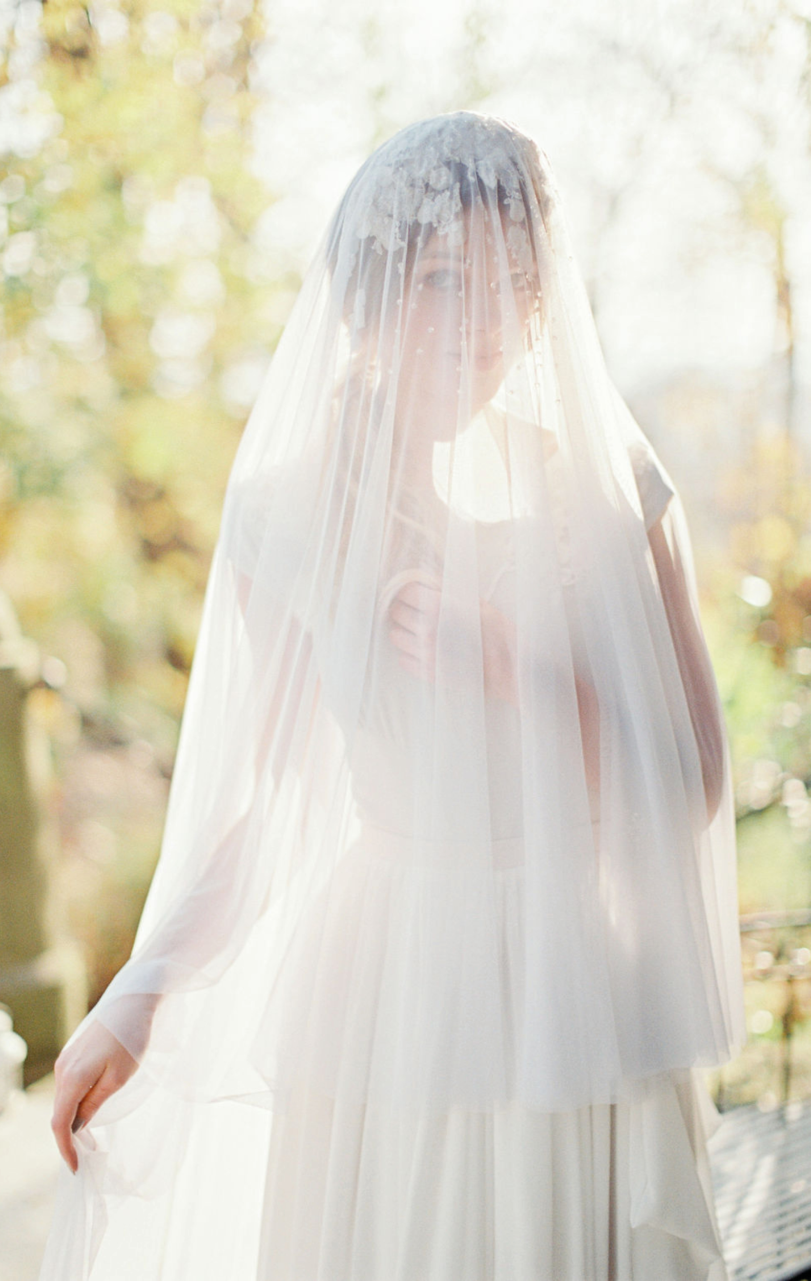 bridal portrait with veil voile de mariée