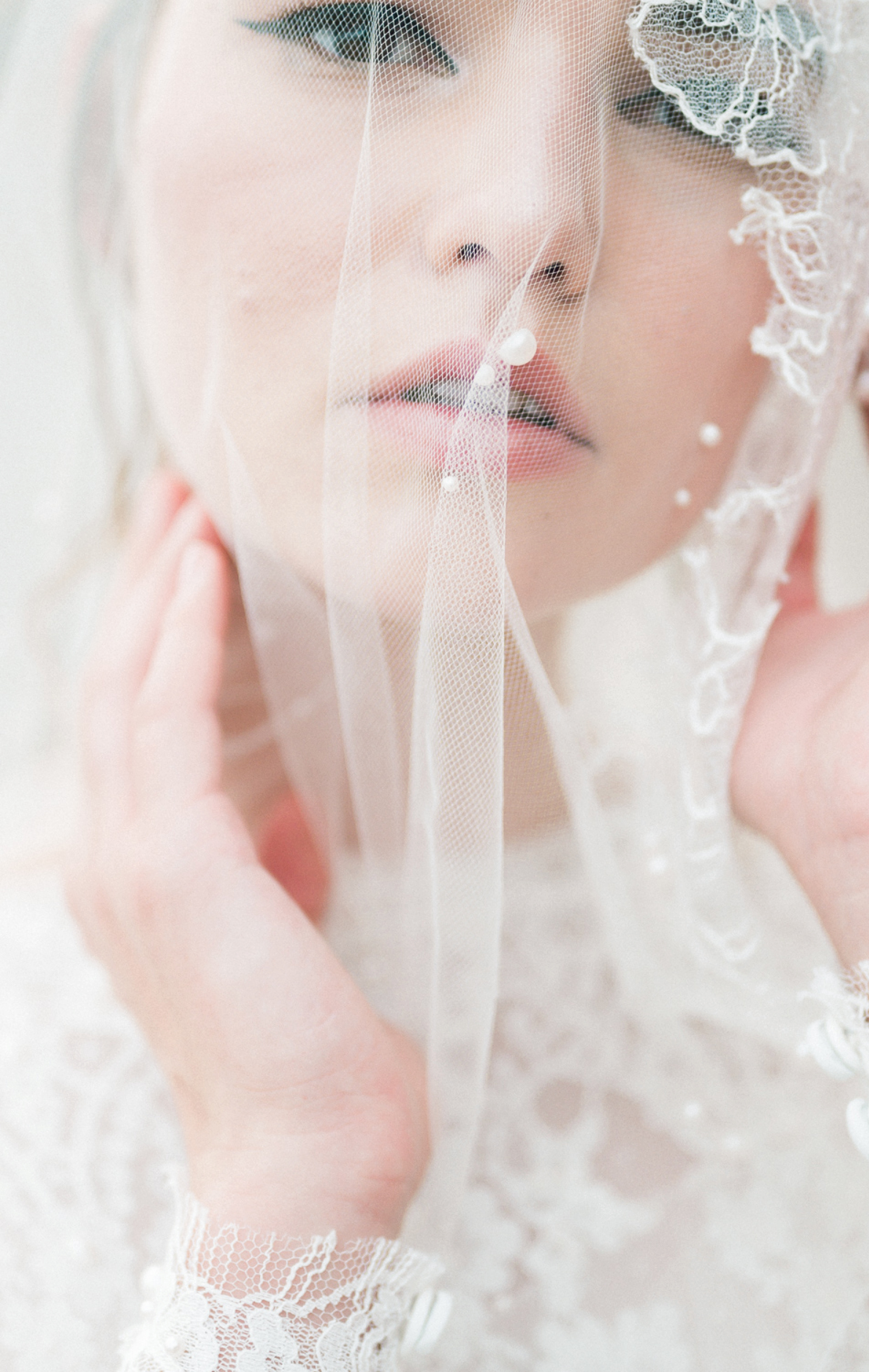 la mariee bridal portrait with veil